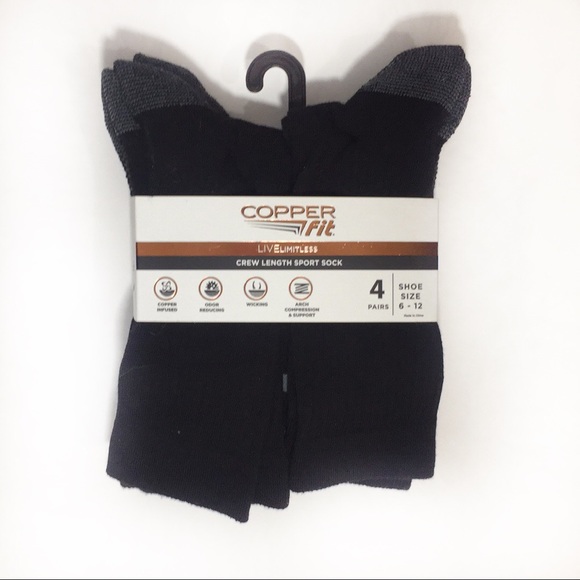 Copper fit Underwear & Socks Mens 4pr Copper Fit Crew Length Sport
